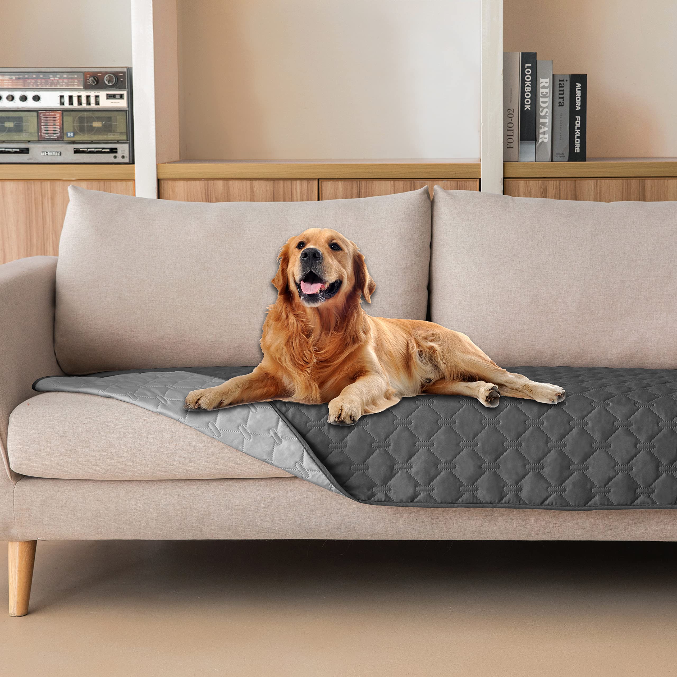 Reversible Quilted Pet Blanket for Beds & Sofas