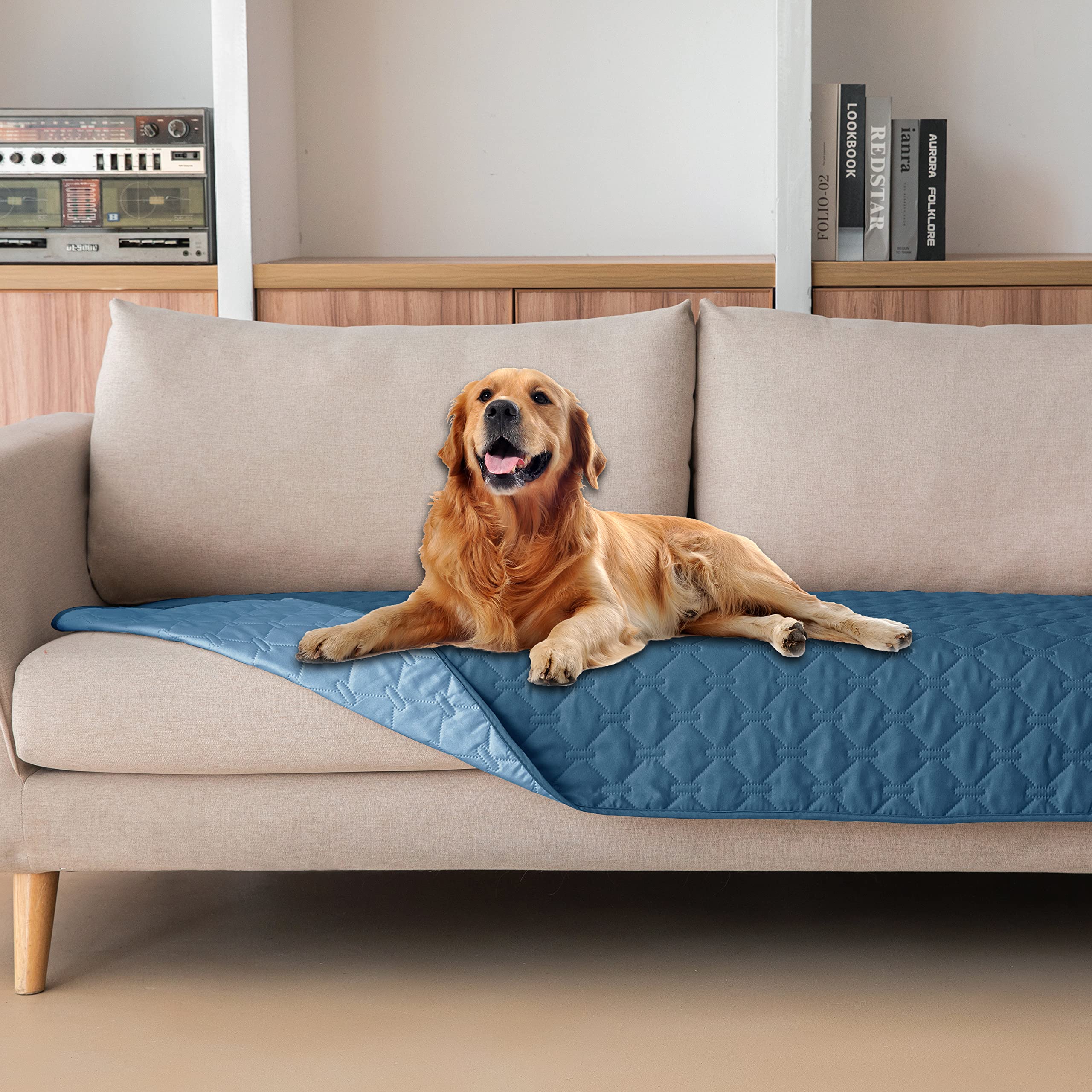 Reversible Quilted Pet Blanket for Beds & Sofas