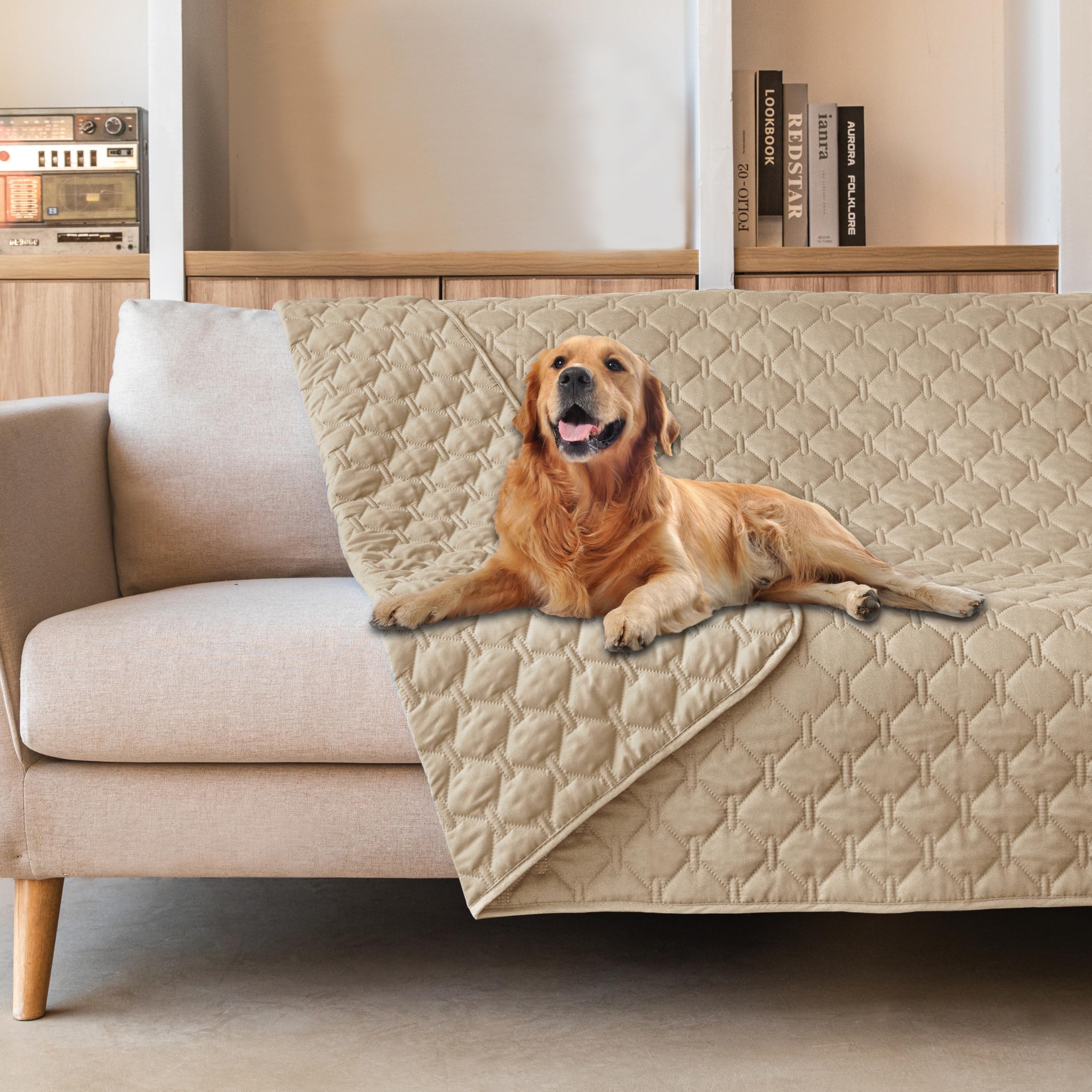 Reversible Quilted Pet Blanket for Beds & Sofas
