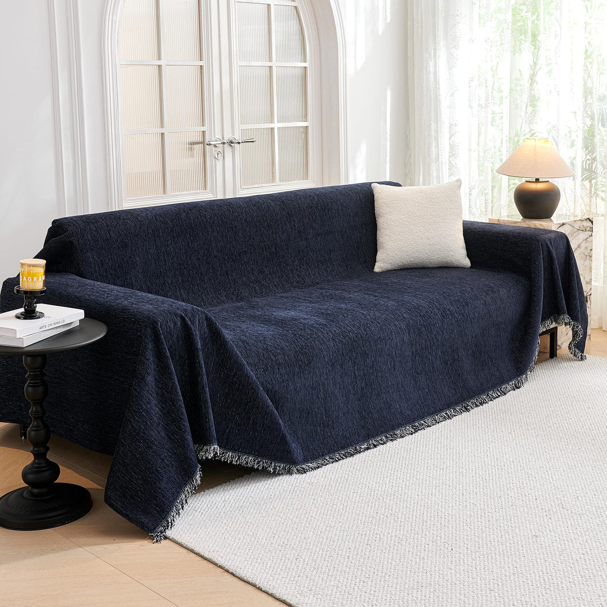 Chenille Pet Couch Cover with Tassel Edges
