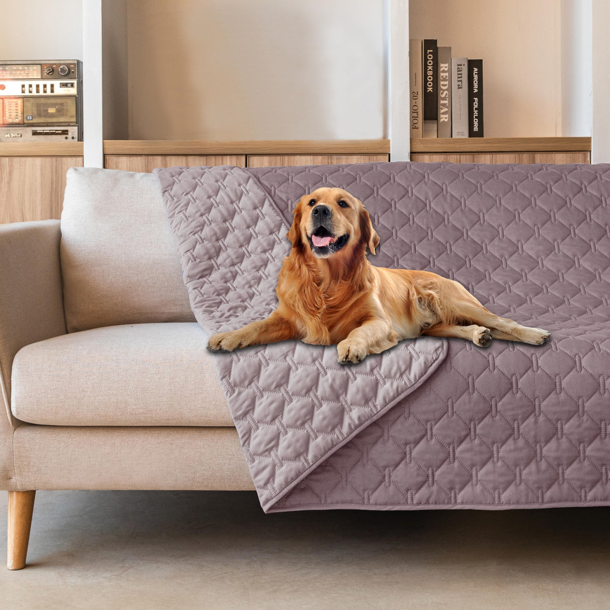 Reversible Quilted Pet Blanket for Beds & Sofas