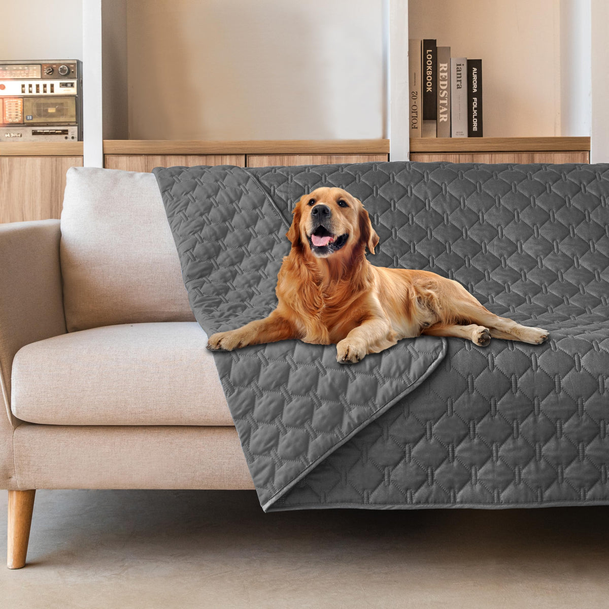 Reversible Quilted Pet Blanket for Beds & Sofas