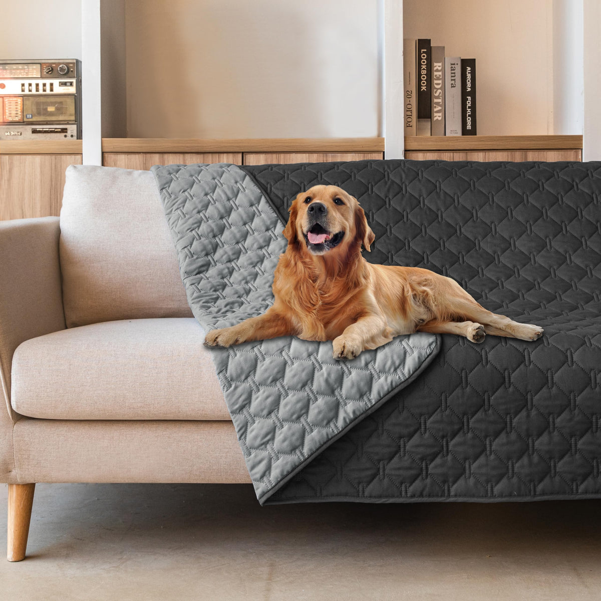 Reversible Quilted Pet Blanket for Beds & Sofas