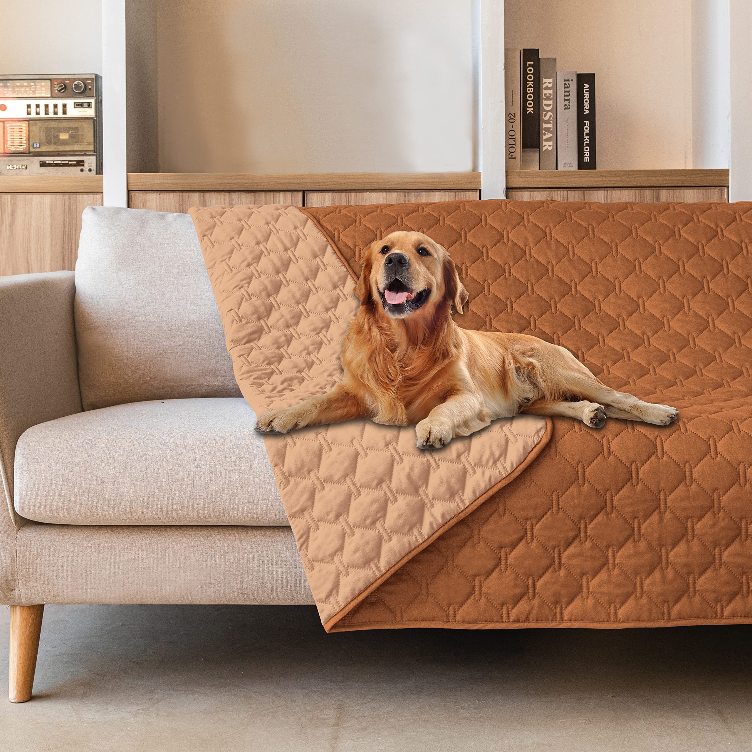 Reversible Quilted Pet Blanket for Beds & Sofas