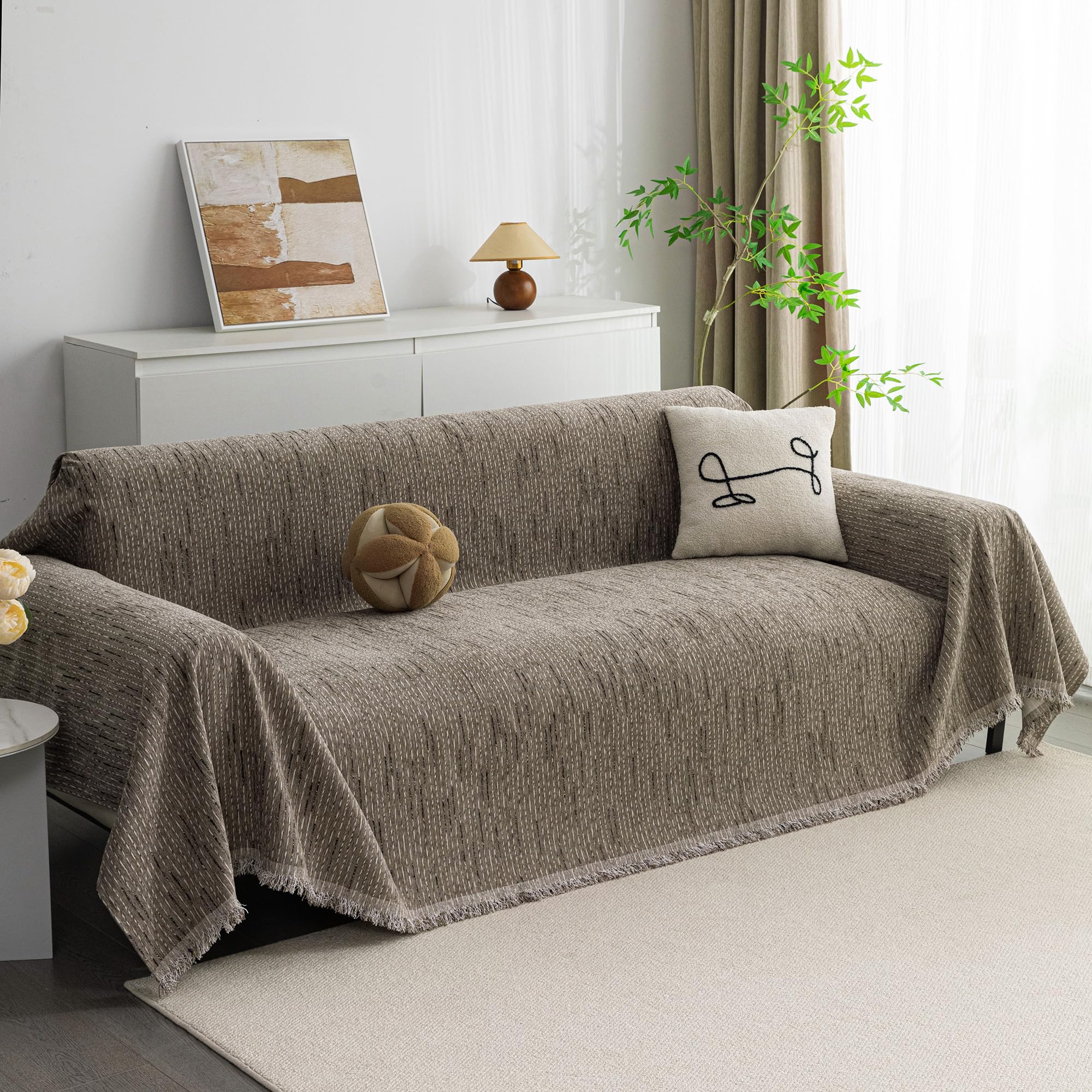 Chenille Pet Couch Cover with Tassel Edges
