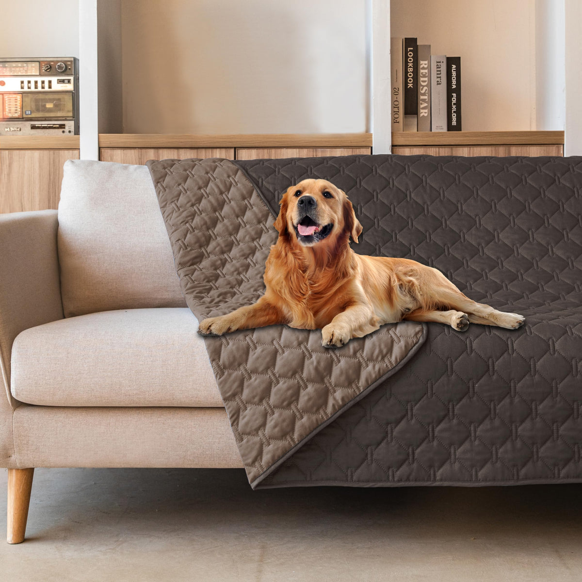 Reversible Quilted Pet Blanket for Beds & Sofas