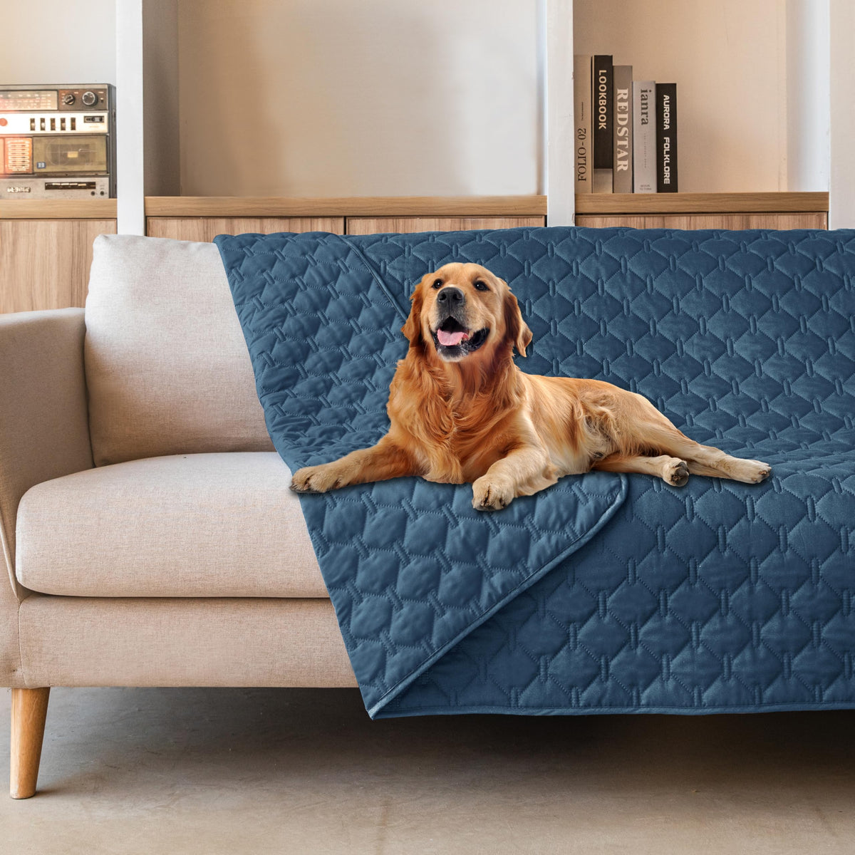 Reversible Quilted Pet Blanket for Beds & Sofas