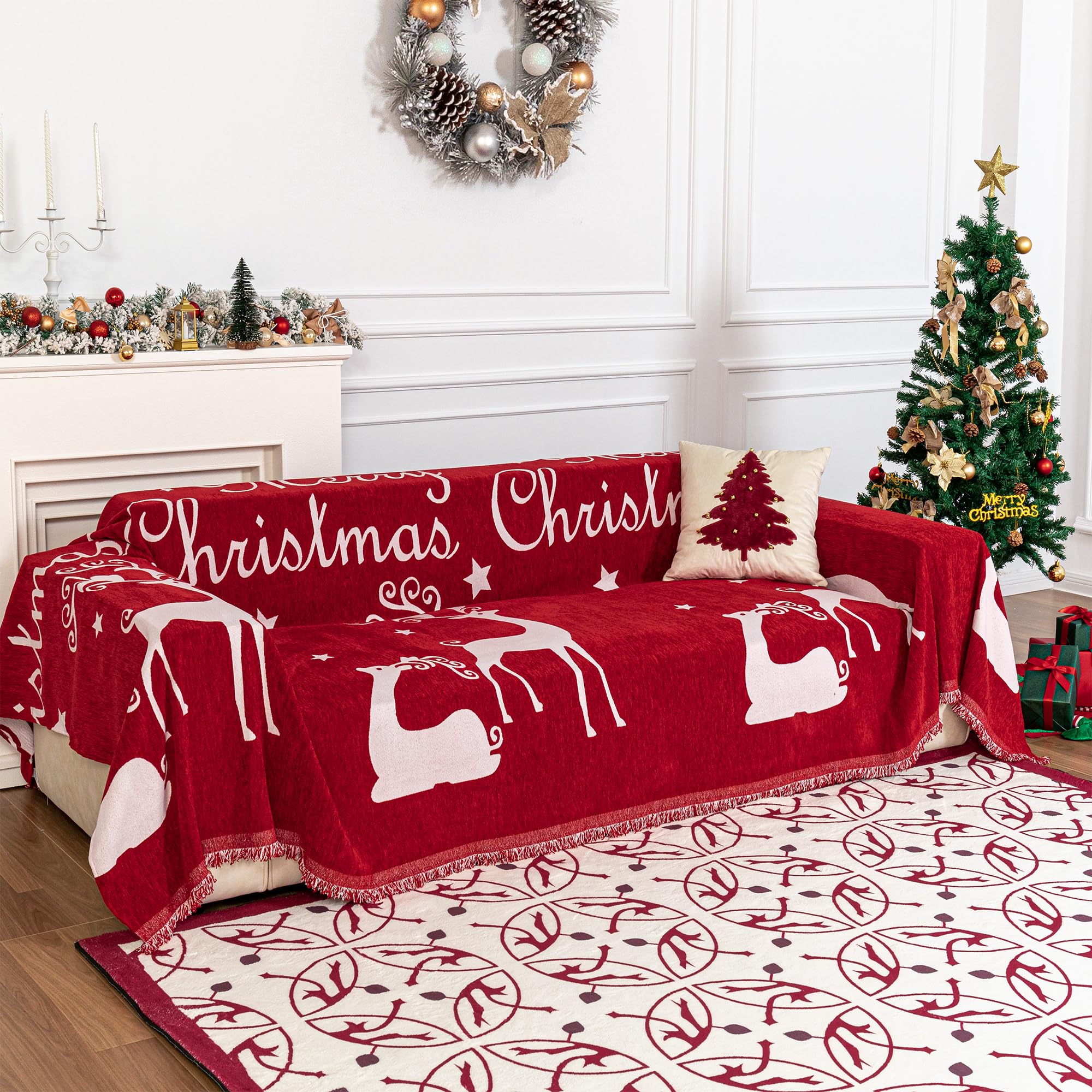 Chenille Pet Couch Cover with Tassel Edges