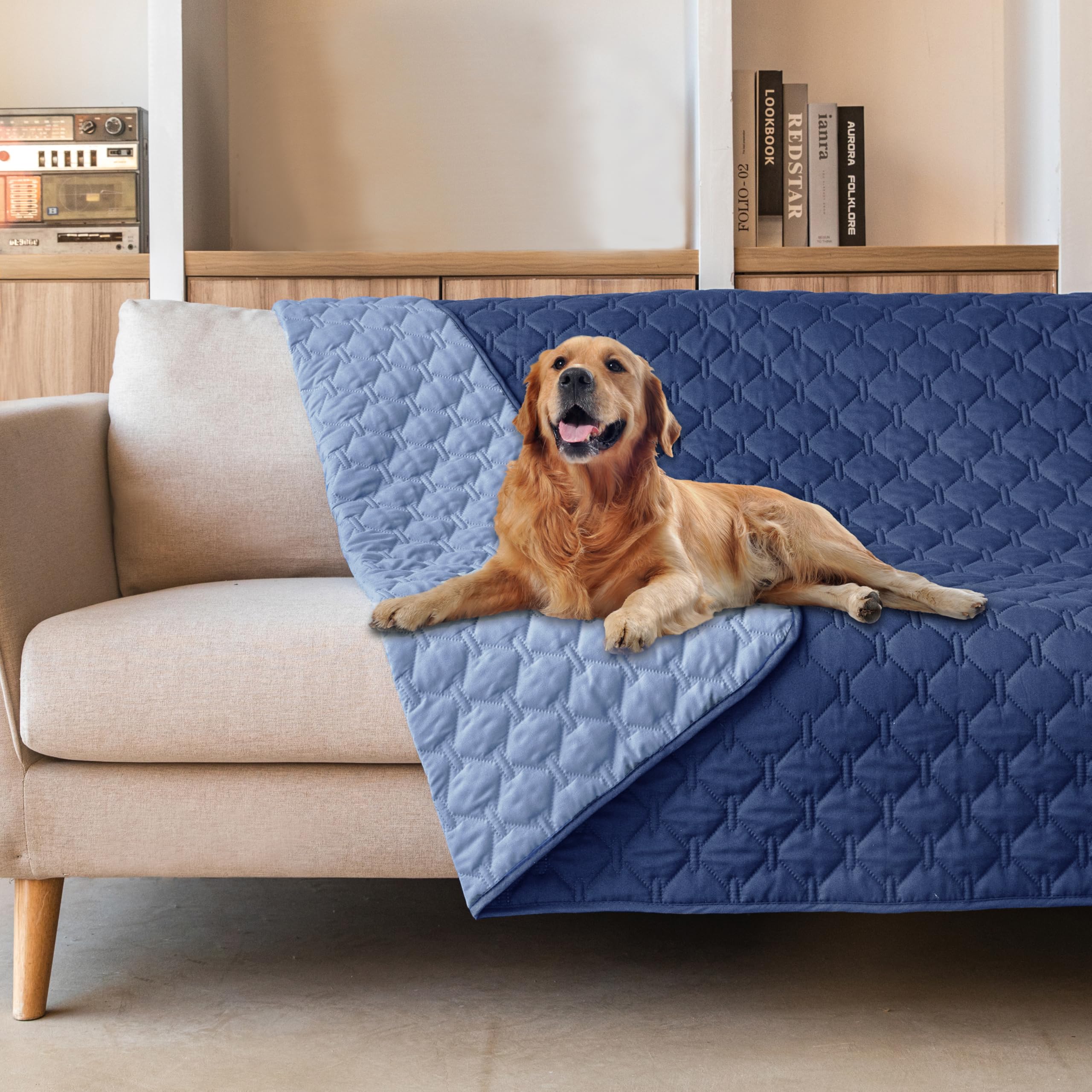 Reversible Quilted Pet Blanket for Beds & Sofas