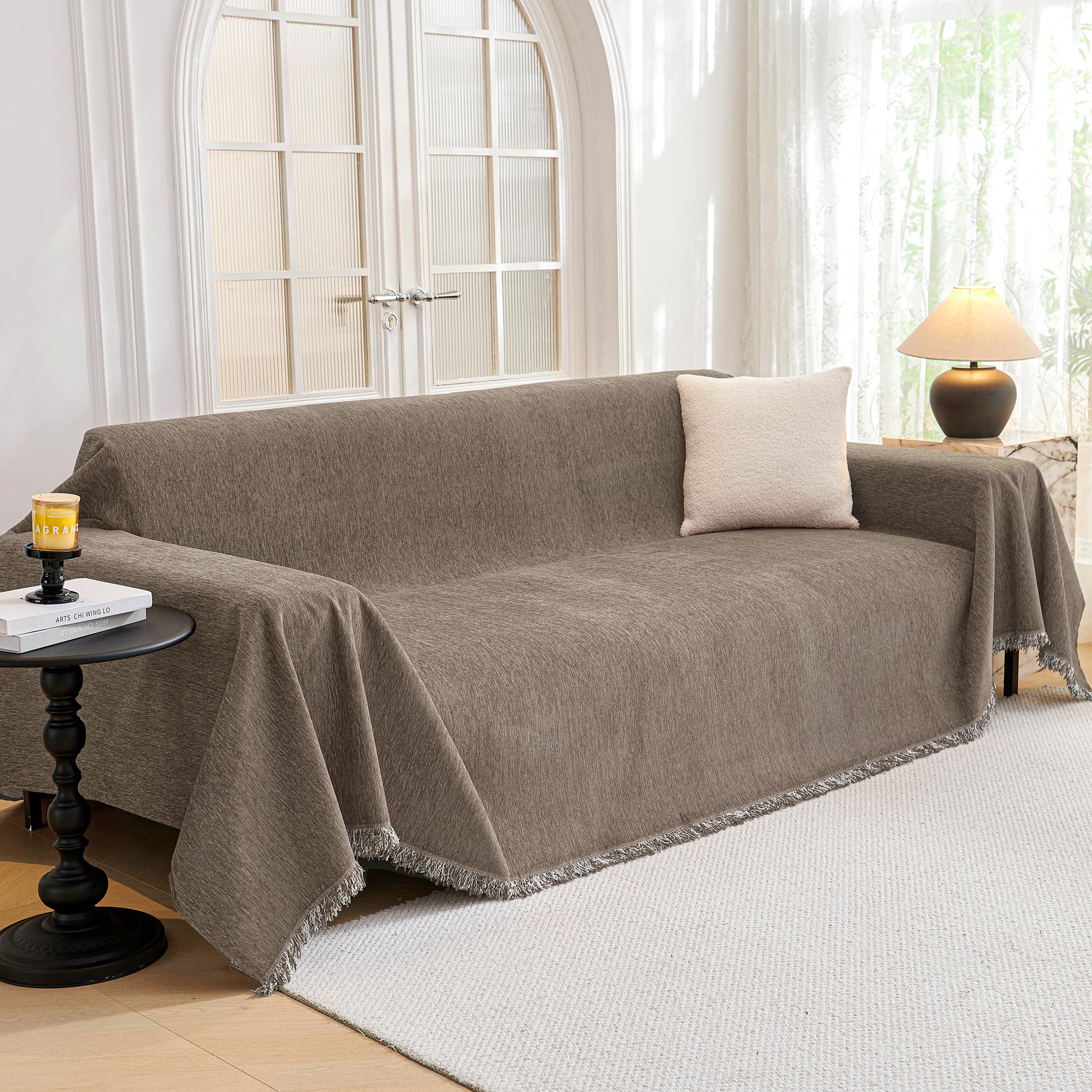 Chenille Pet Couch Cover with Tassel Edges