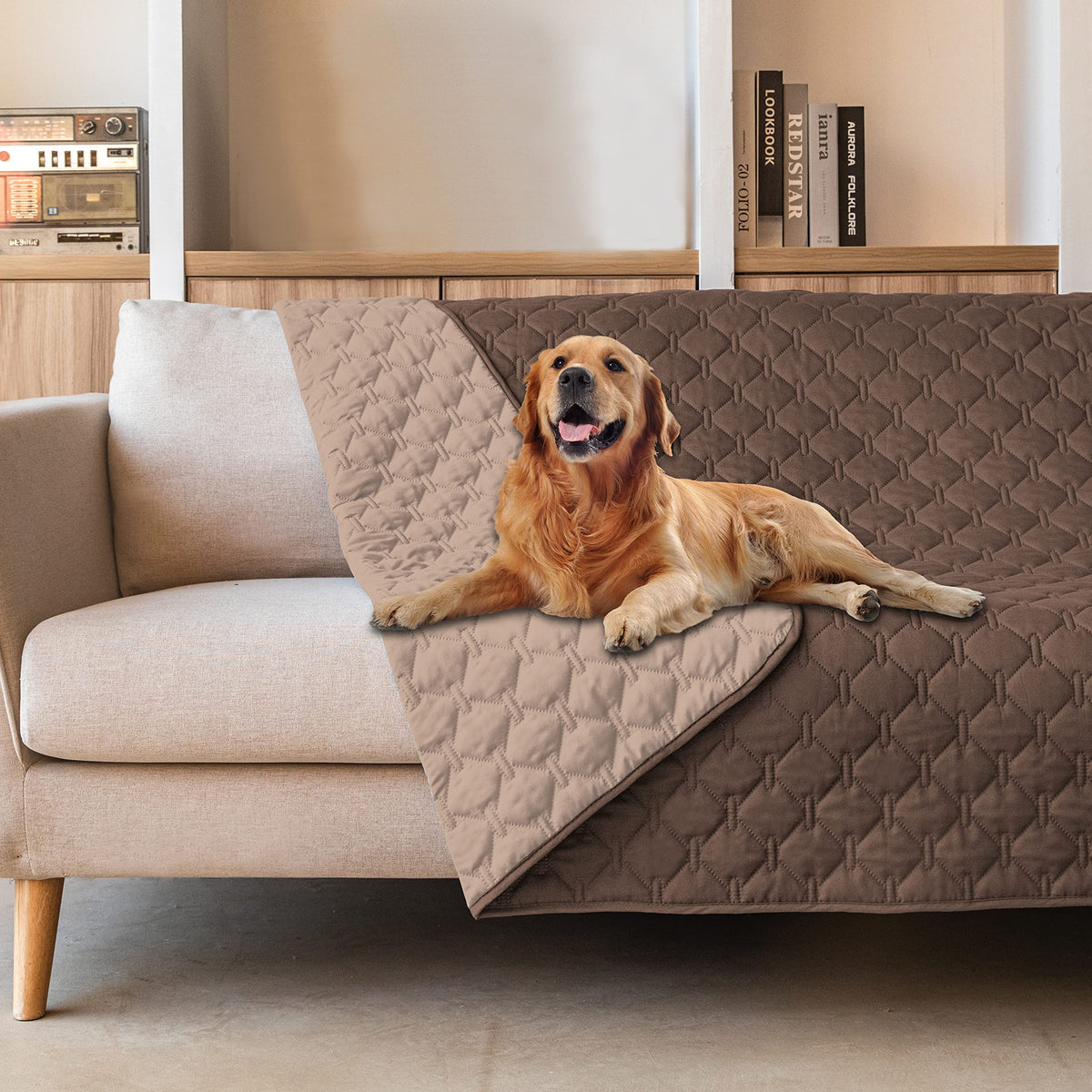 Reversible Quilted Pet Blanket for Beds & Sofas