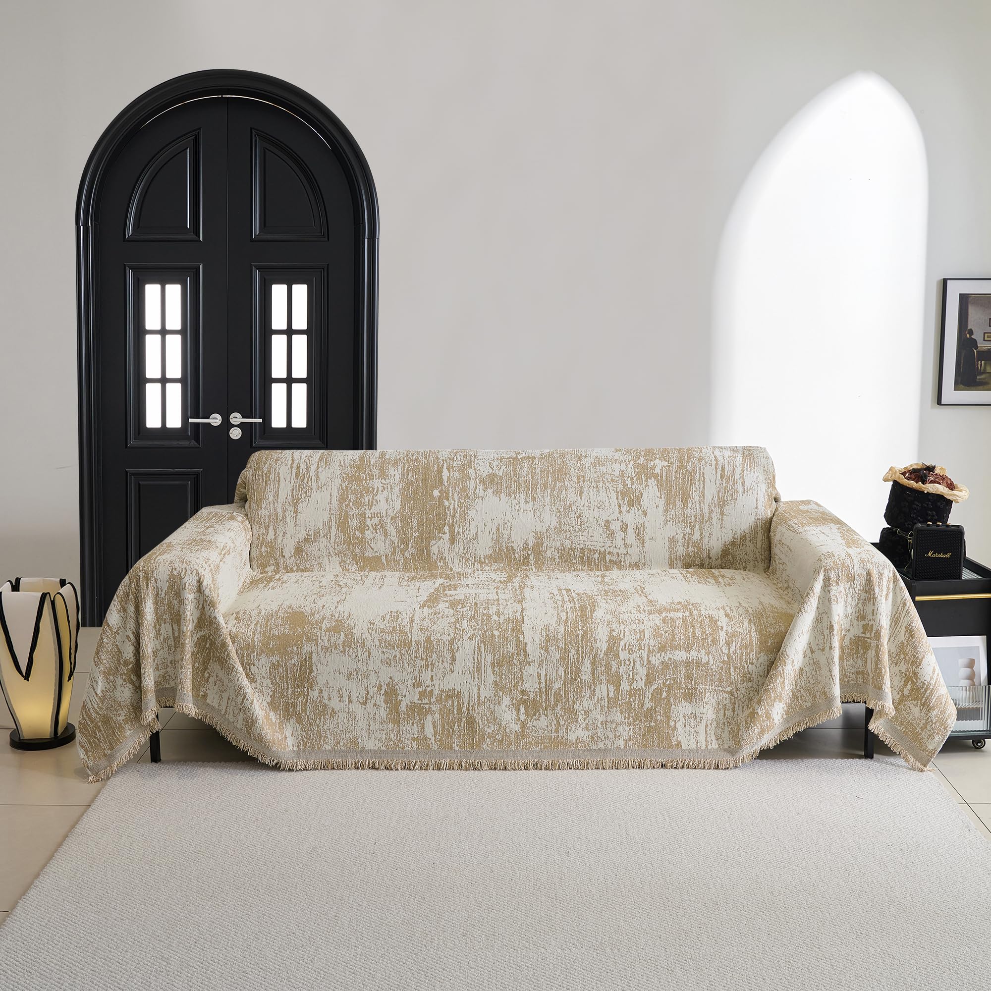 Chenille Pet Couch Cover with Tassel Edges