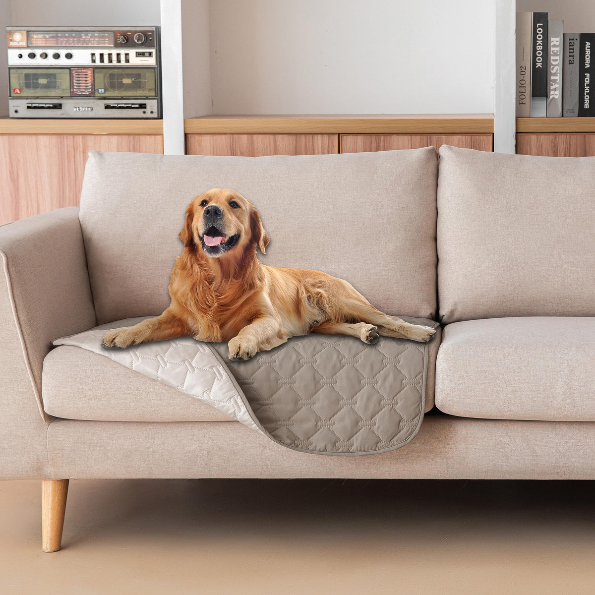Reversible Quilted Pet Blanket for Beds & Sofas