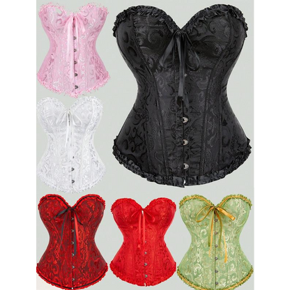 Women's Lace Up Boned Overbust Corset Bustier Lingerie Bodyshaper TopRenaissance