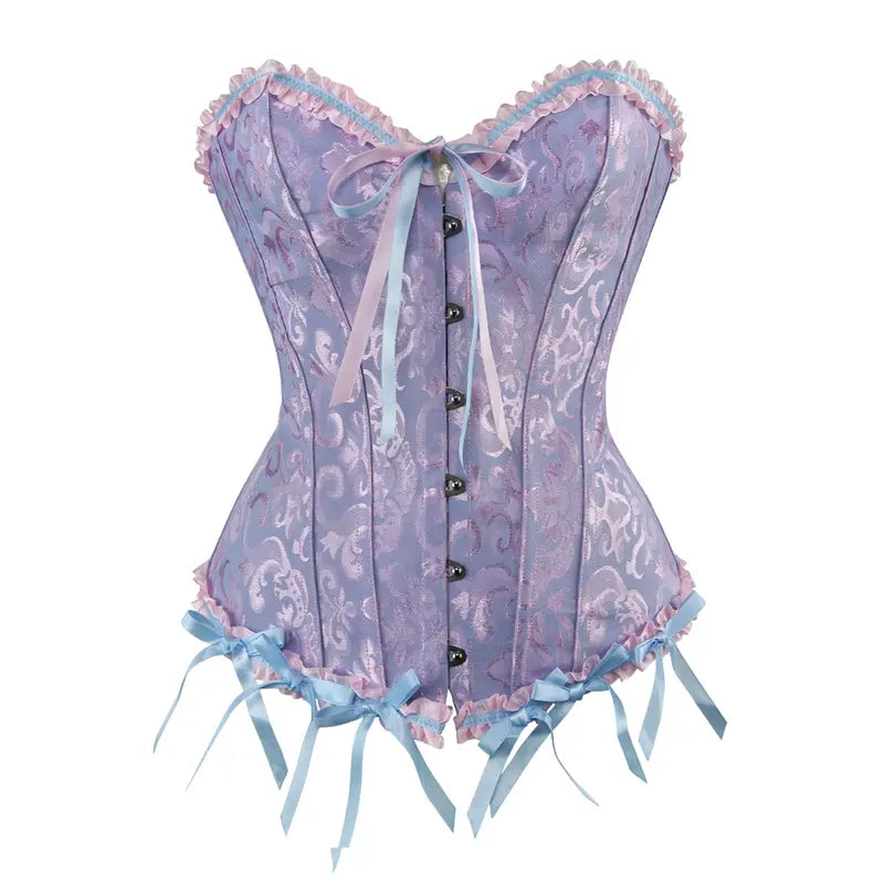 Overbust Corset Top Floral Renaissance Womens Lace Up Boned Overbust Corset Bustier.