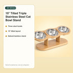 15° Tilted Triple Stainless Steel Cat Bowl Stand – key details