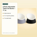 2-Pack Adjustable Tilted Cat Bowls – 17 oz – key details