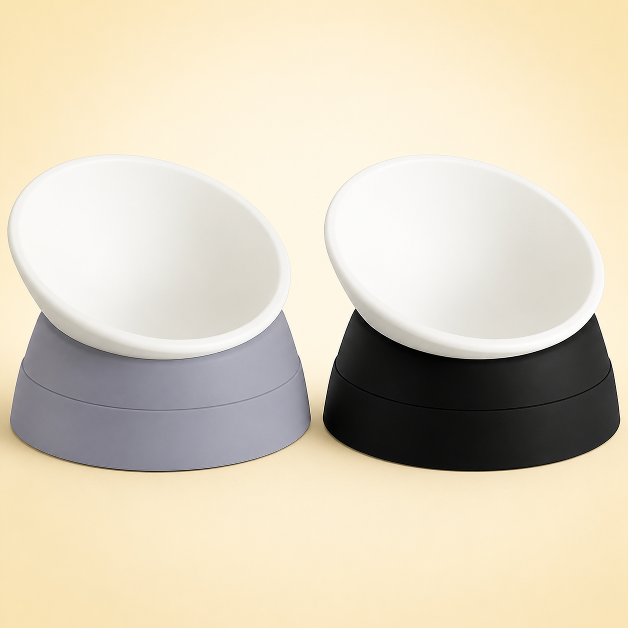 2-Pack Adjustable Tilted Cat Bowls – 17 oz – product view
