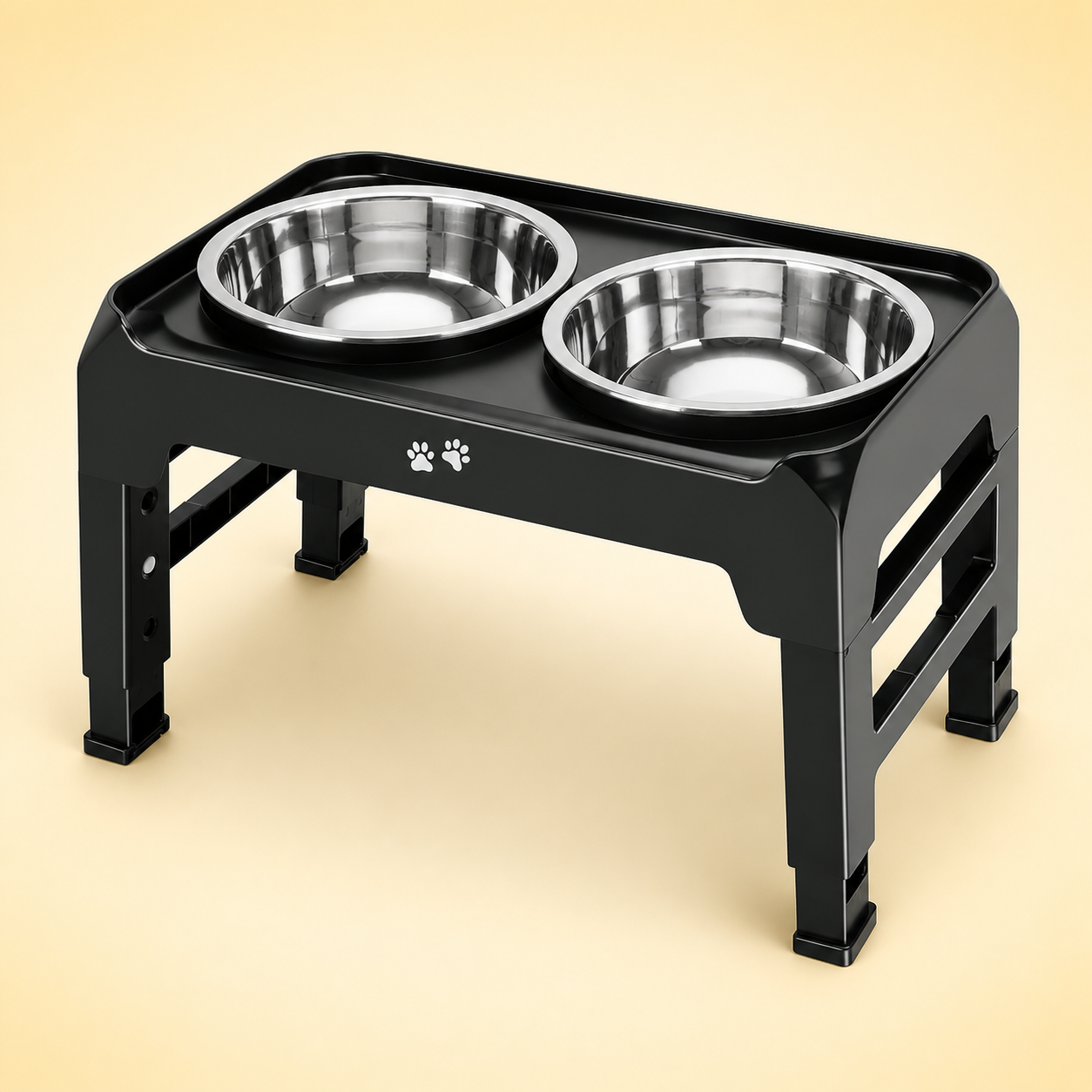 4-Height Elevated Dog Bowl Stand with 2 Steel Bowls – product view
