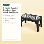 5-Height Elevated Dog Bowl Stand with 2 Steel Bowls – key details
