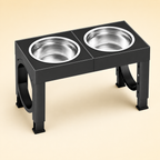 Adjustable Elevated Dog Bowl Stand with 2 Steel Bowls – product view