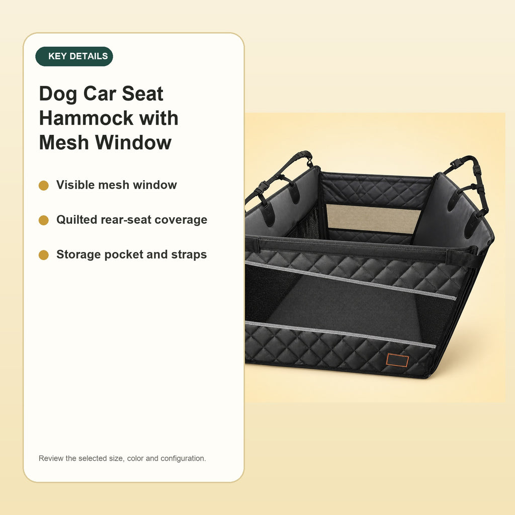 Dog Car Seat Hammock with Mesh Window – key details