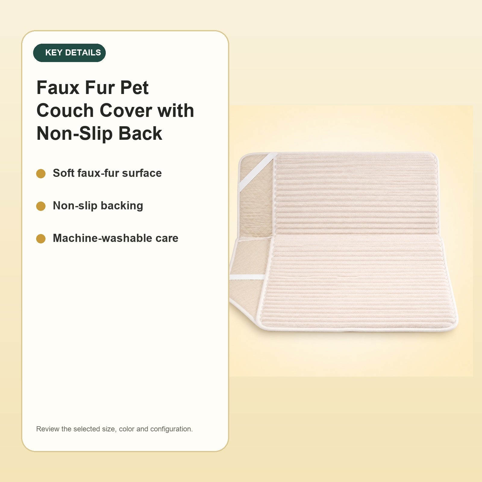 Faux Fur Pet Couch Cover with Non-Slip Back – key details