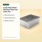 Large High-Sided Stainless Steel Cat Litter Pan – key details