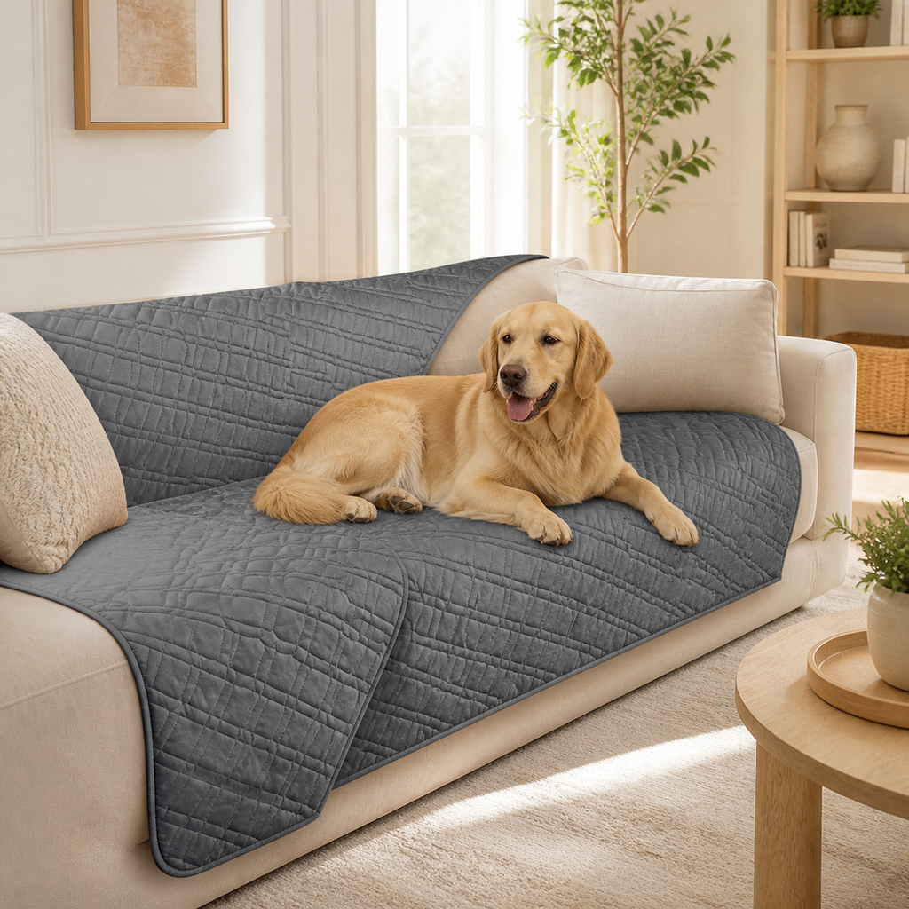 Reversible Pet Blanket for Furniture & Beds in a realistic use setting