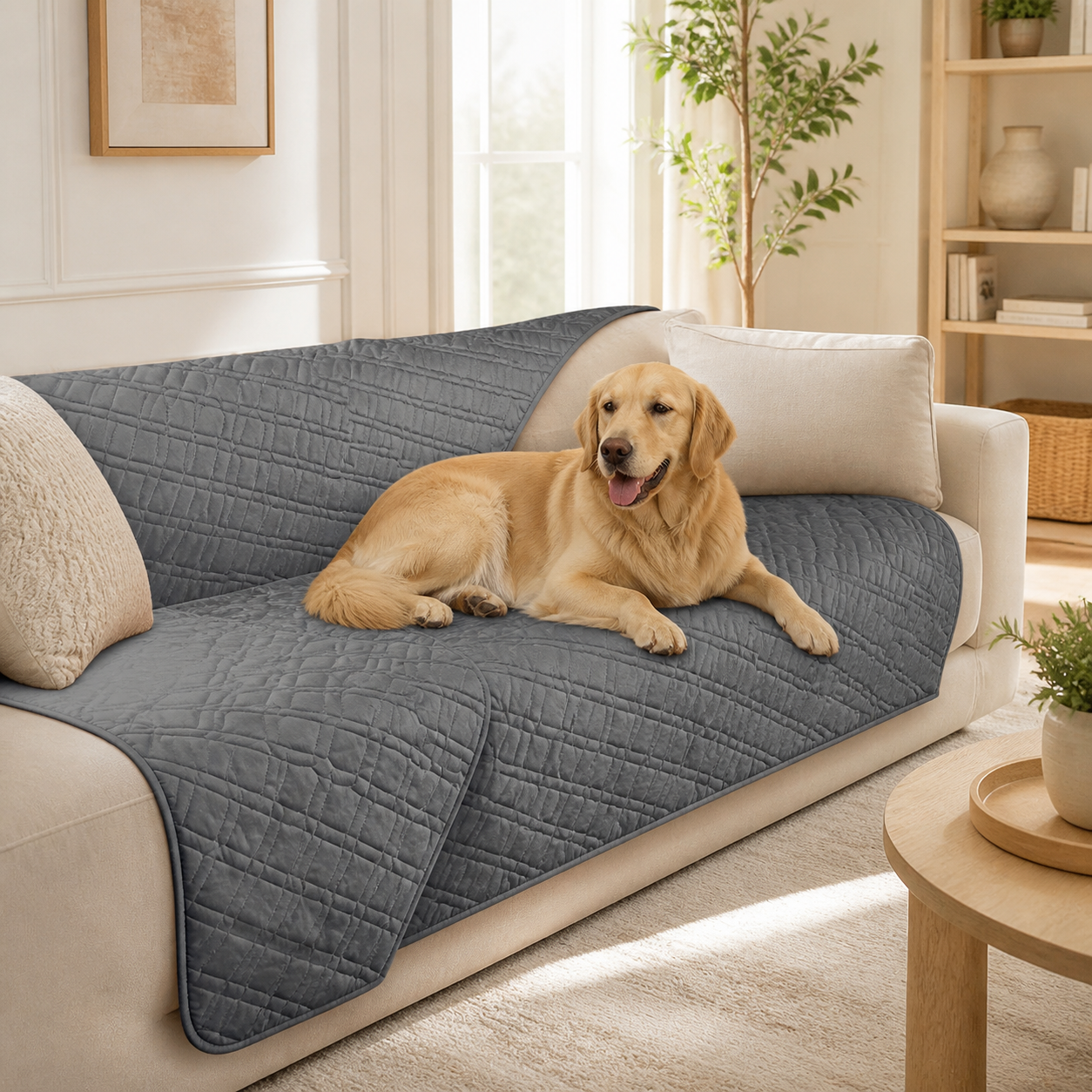 Reversible Pet Blanket for Furniture & Beds in a realistic use setting