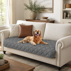 Reversible Quilted Pet Furniture Cover in a realistic use setting