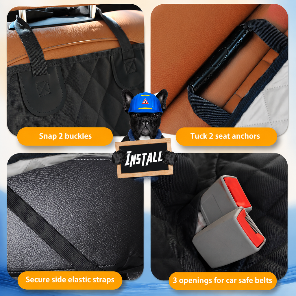 Water-Resistant Dog Car Seat Cover with Side Flaps for Cars and SUVs