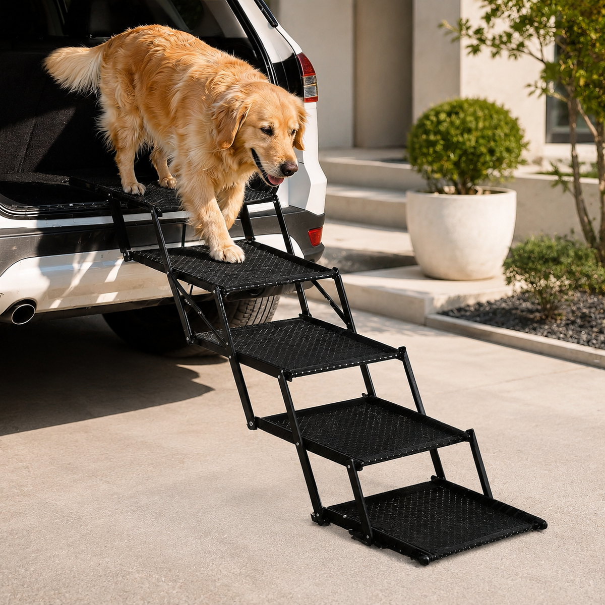 5-Step Dog Stairs for Car – Wide Pet Stairs for Large & Senior Dogs