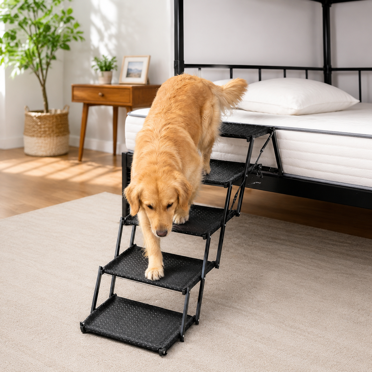 5-Step Dog Stairs for Car – Wide Pet Stairs for Large & Senior Dogs