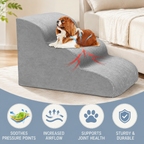 3-Step Dog Stairs for Small Dogs – Soft Foam Pet Steps for Bed & Couch