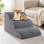 3-Step Dog Stairs for Small Dogs – 15.7" Foam Pet Steps for Bed & Couch