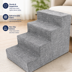 4-Step Dog Stairs for Small Dogs & Cats – 18" Foam Pet Steps for Bed & Couch