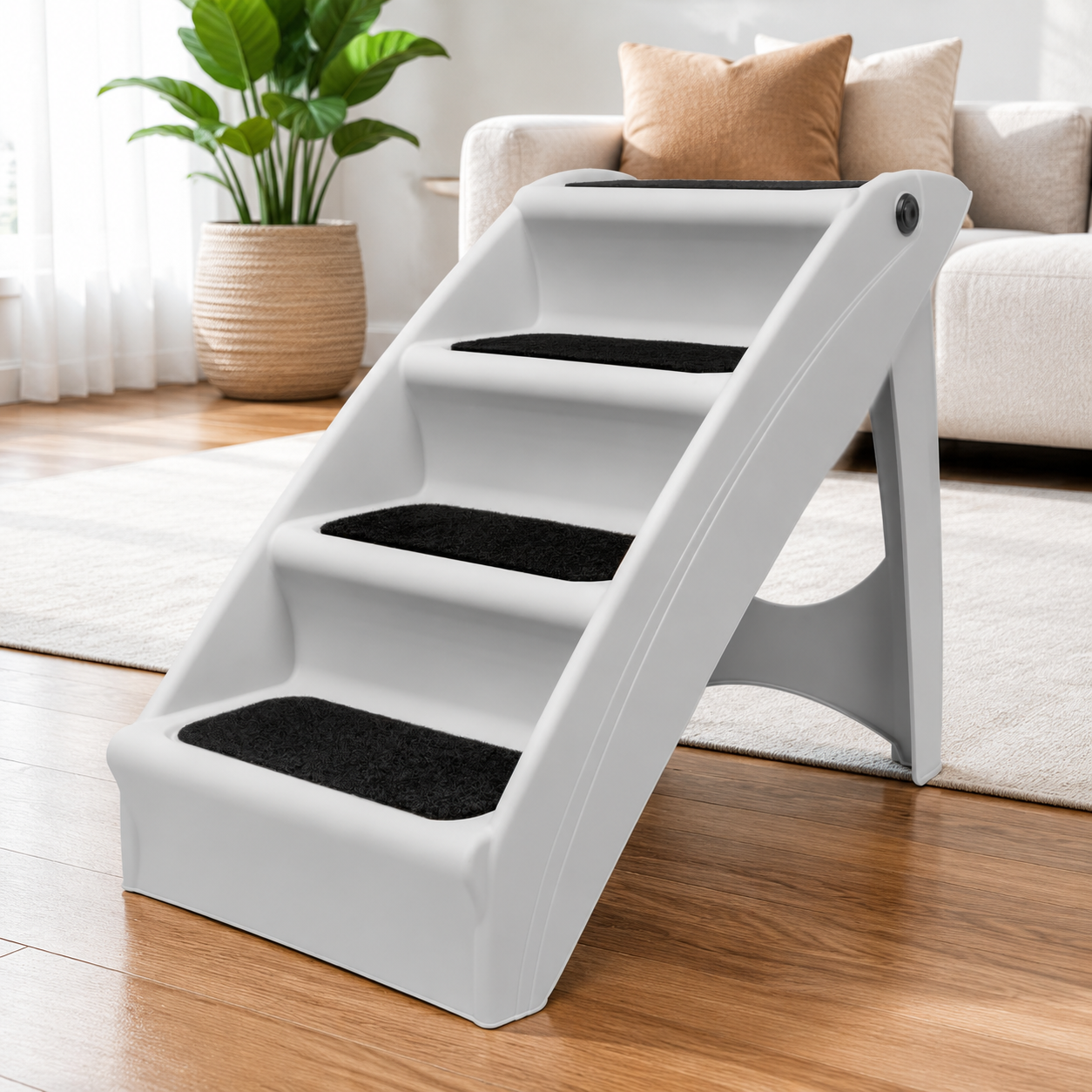 20" Folding Dog Stairs – 4-Step Pet Steps for Bed & Sofa
