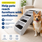 20" Folding Dog Stairs – 4-Step Pet Steps for Bed & Sofa