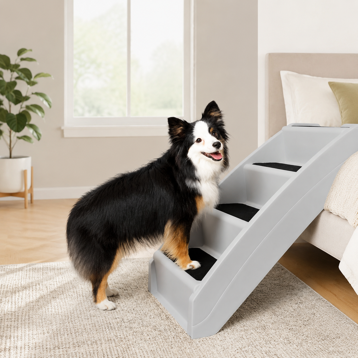 20" Folding Dog Stairs – 4-Step Pet Steps for Bed & Sofa