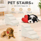 4-Step Dog Stairs for Small Dogs & Cats – Foam Pet Steps for Bed & Sofa