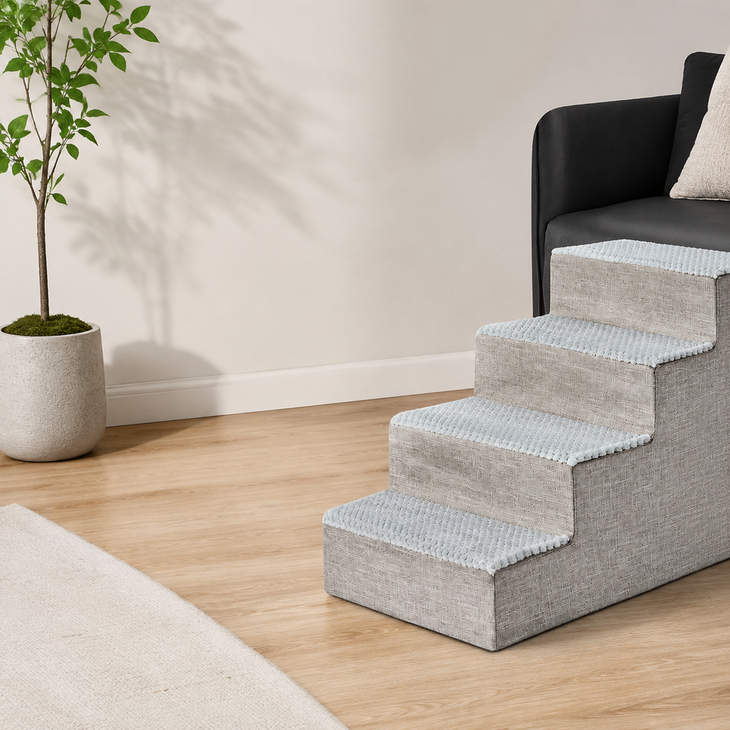 4-Step Dog Stairs for Bed & Couch – Indoor Pet Steps for Dogs & Cats
