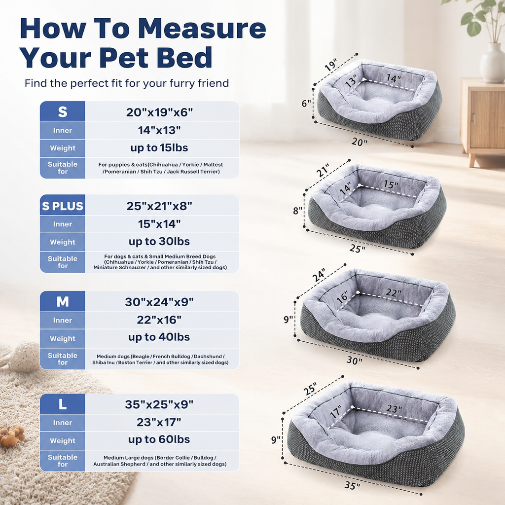 Medium Dog Bed with Raised Sides – 30" x 24" Washable Pet Bed