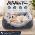 Medium Dog Bed with Raised Sides – 30" x 24" Washable Pet Bed