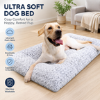 41" Washable Large Dog Bed – Soft Plush Crate Mat with Non-Slip Bottom, Gray