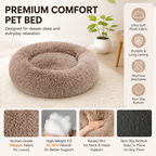 23" Round Donut Dog Bed – Plush Washable Pet Bed for Dogs & Cats