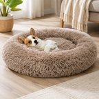 23" Round Donut Dog Bed – Plush Washable Pet Bed for Dogs & Cats