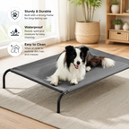 49" Large Elevated Cooling Dog Bed – Breathable Raised Outdoor Pet Cot, Grey