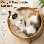 Large Handwoven Cat Basket Bed – Natural Fiber Woven Bed for Indoor Cats