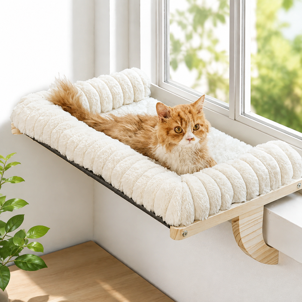 Cloud-Soft Cat Window Sill Perch – Cushioned Window Bed with Zipper Design, Large